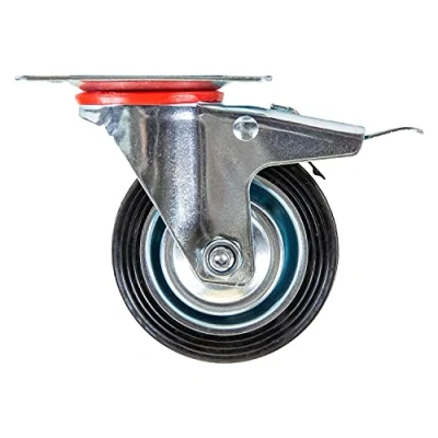 Afbeelding van HMF 6790 Heavy duty wielen met rem van massief rubber, 4 stuks, 75 mm, tot 200 kg, zwart