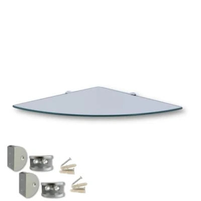 Afbeelding van Euro Tische glazen hoekrek 25 x cm, wandrek voor badkamer, doucheplank badkamerrek met 6 mm ESG veiligheidsglas, verschillende maten (helder)