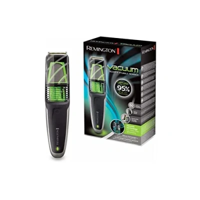 Afbeelding van Remington Vacuüm baard en stoppeltrimmer (vacuüm om getrimd haar op te vangen, titanium messen, verstelbare kam, detailmes voor styling randen, lithiumvermogen, draadloos, 60 minuten looptijd)