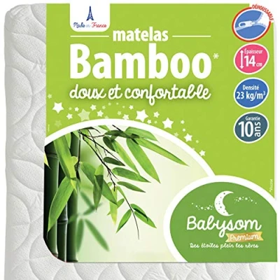 Afbeelding van Babysom Bamboo Baby Matras 70x140 cm 14 dik Ademend en absorberend Vrij van chemische behandelingen Afritsbare tijk Oeko Tex® EU product