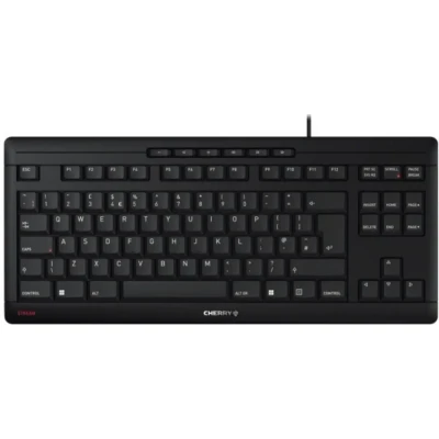 Afbeelding van CHERRY STREAM KEYBOARD TKL, Britisches Layout, QWERTY Tastatur, kabelgebundene Blauer Engel, SX Scherenmechanik, flüsterleiser Tastenanschlag, schwarz