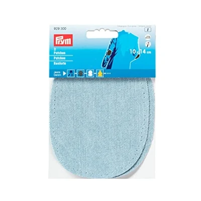 Afbeelding van Prym 14 x 10 cm, Confezione da 2 Toppe per Jeans Stiro, Cucito Pois, Colore: Azzurro