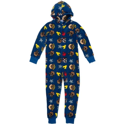 Afbeelding van Paw Patrol Onesie Pyjama / Jumpsuit Huispak Fleece Blauw Maat 122/128