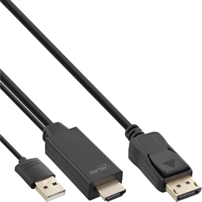 Afbeelding van HDMI naar DisplayPort kabel 4K 30Hz 5 meter Zwart
