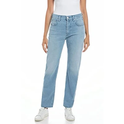 Afbeelding van Replay Dames Jeans Maijke Straight Fit met stretch, 010, lichtblauw, 24W x 28L
