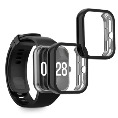 Afbeelding van kwmobile 2x smartwatch hoes geschikt voor Xiaomi Redmi Watch 4 hoesje Siliconen sporthorloge cover Activity tracker case in zwart