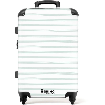 Afbeelding van NoBoringSuitcases.com Grote koffer Strepen patroon groen Reiskoffer met 4 wielen Trolley op wieltjes Rolkoffer groot 72 liter Ruimbagage valies 20kg Valiezen voor volwassenen