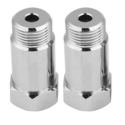 Afbeelding van Universele O2 sensor spacer adapter isolator extender, zuurstofsensor roestvrij staal 2 stuks 45mm M18 * 1.5 motorlicht eliminator check extender