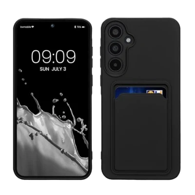 Afbeelding van kwmobile telefoonhoesje geschikt voor Samsung Galaxy A35 Hoesje met pasjeshouder TPU case in zwart