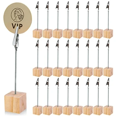 Afbeelding van Vegena Fotohouder met knijpers, 25 stuks, fotohouder, clip afzonderlijk, memo cliphouder, fotostandaard, memohouder, notitiehouder voor bruiloft, huisdecoratie, kantoor, feest