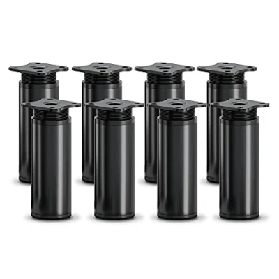 Afbeelding van sossai® design meubelpoten MFR1 set van 8 in hoogte verstelbaar Rond profiel: 40 x mm Kleur: zwart mat Hoogte: 100 (+ 20 mm) Inclusief hoogwaardige houtschroeven