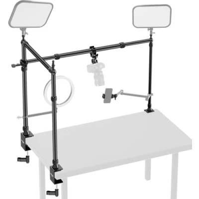 Afbeelding van NEEWER Overhead Camera Mount Rig met Dual Ball Head Super Klem/Telefoon Houder/C Klem voor Desktop Top Down Shots, Metalen Multi Device Platform Fotografie Live Streaming Video Making,