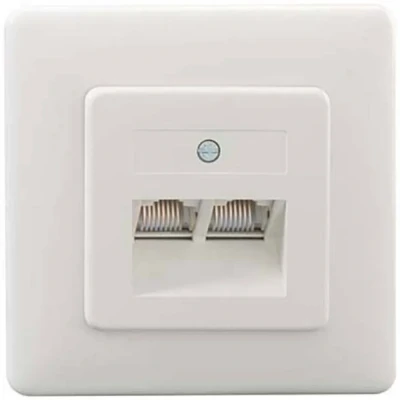 Afbeelding van Rutenbeck UAE 2x8(8) Up rw Netwerkdoos Inbouw (in muur) Inzet met centraalstuk en frame CAT 3 Zuiver wit
