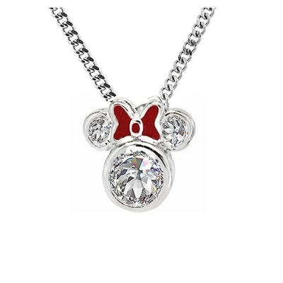 Afbeelding van Kaguyo zilveren ketting voor dames 925 sterling zilver heldere zirkonia rood emaille strik muis hanger vrouwen en meisjes, verjaardagscadeau