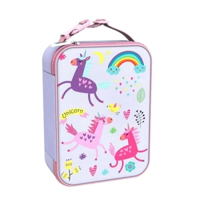 Afbeelding van ION8 Eenhoorns Design Geïsoleerde Lunchtas, Afveegbaar, 3 Zijdige Ritssluiting, Mesh Flessenzak, Naamplaatje, Voedselveilig, 6 uur Vers, Nylon Draagriem, Polyester, Medium
