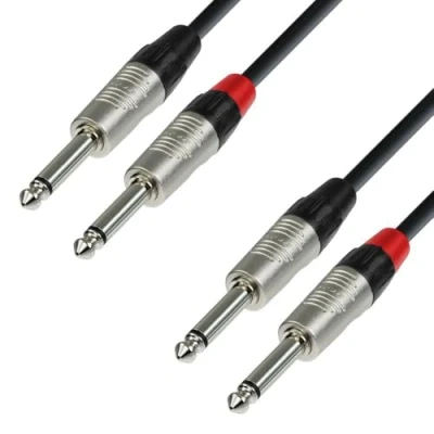 Afbeelding van Adam Hall 4 Star Series Rean Instrumentkabel 2 x 6,3 mm monojack naar 0,9 m