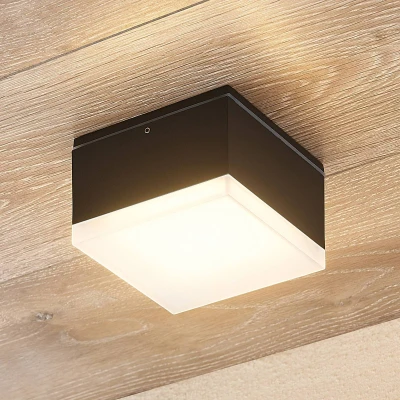 Afbeelding van Lindby LED plafondlamp 1licht aluminium, kunststof H: 7 cm donkergrijs Inclusief lichtbron