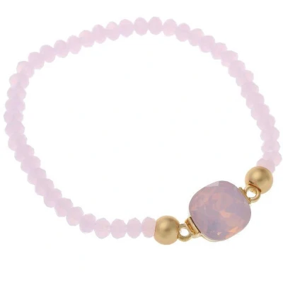 Afbeelding van Behave Elastische armband met facet geslepen glaskralen