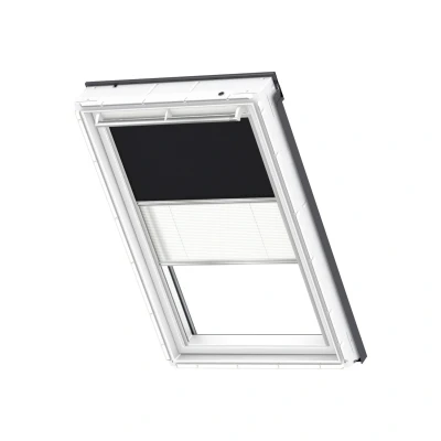 Afbeelding van VELUX Origineel Verduisterend Rolgordijn Plus Plissé (DFD), Zilveren Kozijn, PK10, Zwart