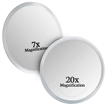 Afbeelding van MIRRORVANA 20X &amp; 7X Vergrootspiegel Set Combo met 3 Zuignappen Elk Compact Travel Ready (Glas)
