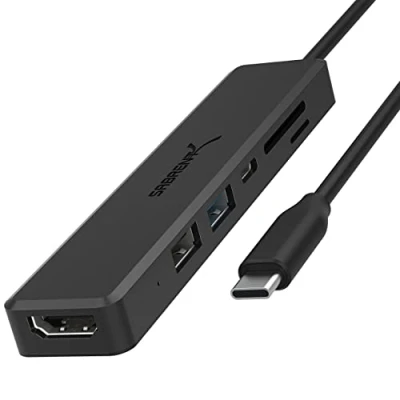 Afbeelding van SABRENT USB C multiport hub met HDMI 4K Power Delivery (60W) 1 3.0 poort 2.0 SD/microSD (HB TC6C)