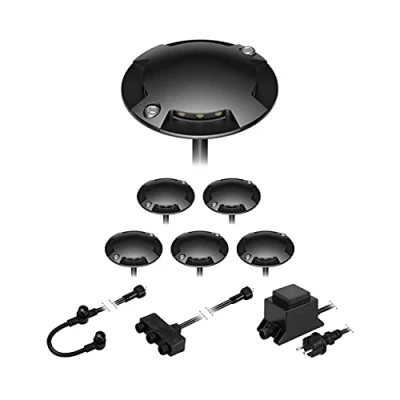 Afbeelding van ledscom.de LED opbouw vloerlamp Bunda, 4 vlam, voor buiten, zwart, berijdbaar, warm wit, set van 6