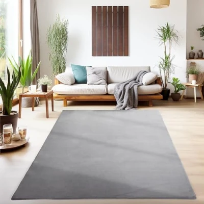 Afbeelding van Laagpolig vloerkleed, Unicolor Monochroom, Vloerkleed Grijs, 240 x 340 cm, Tapijten in moderne stijl, Tapijt woonkamer