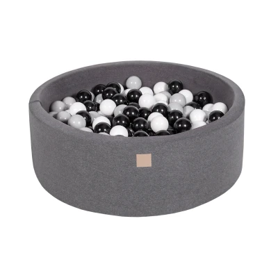 Afbeelding van MEOWBABY Ballenbak 90X30cm/200 Ballen ∅ 7Cm Baby Speelzwembad Met Ronde Ballenbad Gemaakt In EU Donkergrijs: Zwart/Wit/Grijs