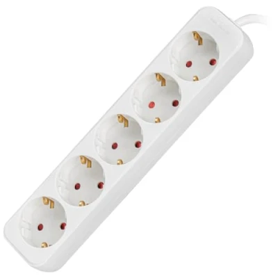 Afbeelding van Stopcontactenstrip 5 Tomas Schuko Lanberg 2500 W 3 m Wit
