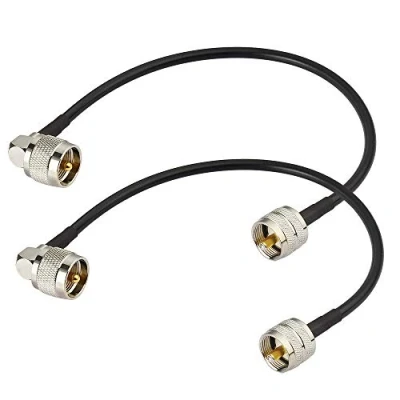 Afbeelding van Superbat PL259 UHF CB 30 cm coaxkabel RG58 stekker naar rechthoekig, voor radio HAM en CB, antenneanalysator, fictieve belasting, SWR (2 stuks)
