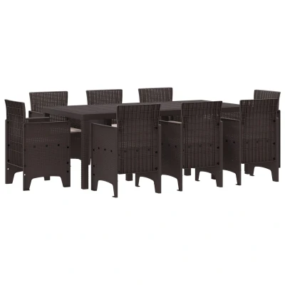 Afbeelding van vidaXL Tuin Eettafel Set 9 pcs Bruin Kunststof