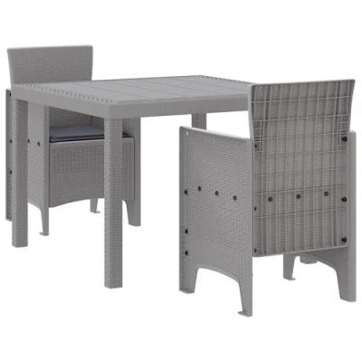 Afbeelding van vidaXL Tuin Eettafel Set 3 pcs Lichtgrijs Compact Kunststof