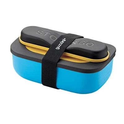 Afbeelding van Guzzini STORE&amp;GO, Lunchbox Set met Reisbestek Geel/Blauw, 20 x 12 h7 cm 900ml 171102165