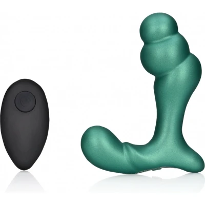 Afbeelding van Stacked Vibrating Prostate Massager with Remote Control Metallic Green