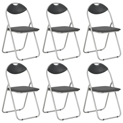 Afbeelding van Eetkamerstoelen inklapbaar 6 st kunstleer zwart
