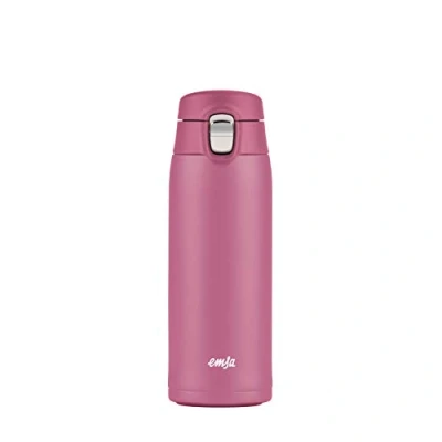 Afbeelding van Emsa N21511 Travel Mug Light Thermosbeker van roestvrij staal, 0,4 liter, 8 uur warm, 16 koud, BPA vrij, 100% lekvrij, vaatwasmachinebestendig, klapsluitsysteem, roze