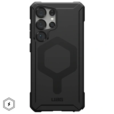 Afbeelding van Samsung Galaxy S25 Ultra MagSafe Hoesje Siliconen en TPU (zacht) UAG Softcase/Backcover Zwart Telefoonhoesje Shockproof/Valbescherming