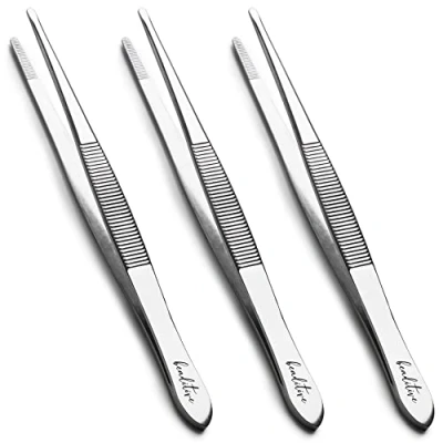 Afbeelding van Beaditive T 005 14 cm naaimachine pincet set (3 st) gekartelde rechte tips Professionele kwaliteit, hoge precisie roestvrij staal