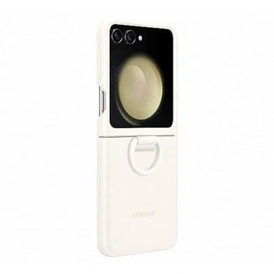 Afbeelding van Samsung Galaxy Z Flip 5 Siliconen Back Cover Ring Creme