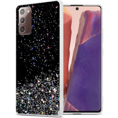 Afbeelding van Cadorabo Hoesje geschikt voor Samsung Galaxy NOTE 20 in Zwart met Glitter Beschermhoes van flexibel TPU silicone fonkelende glitters Case Cover Etui