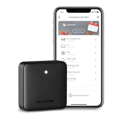 Afbeelding van SwitchBot Hub Mini Inteligente Afstandsbediening IR blaster, Link aan Wi Fi, Control Air Conditioner, compatibel met Alexa, Google Home, HomePod, IFTTT (Zwart)