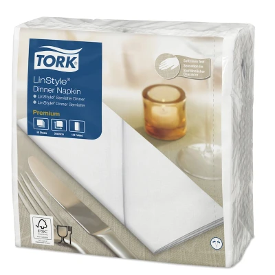 Afbeelding van Tork LinStyle Dinnerservet 39x39cm 1/8 vouw Wit 478145