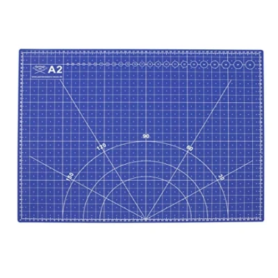 Afbeelding van Snyderline® Snijmat A2 = 45 x 60 cm, 5 laags aan beide zijden bedrukt, zelfherstellend, blauw/zwart, print in cm &amp; inch