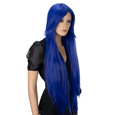Afbeelding van CAISHA 80cm Pruik Volumineus Lang Haar Cosplay Theatershow Donkerblauw CP20