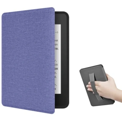Afbeelding van voor 7 inch Kindle Paperwhite 12e generatie 2024 en Colorsoft Signature Edition Case, Auto Sleep Wake, Polsband Functie Case 12th Generation (paars)