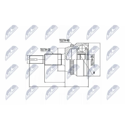 Afbeelding van Homokineet reparatie set, aandrijfas NTY NPZ TY 010