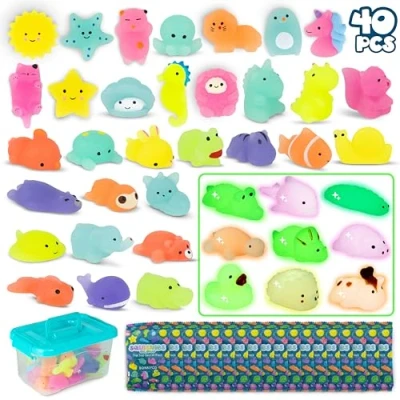 Afbeelding van Mochi Squishy Speelgoed Feestzakvullers Kinderen 40 Stuks BONNYCO Feestartikelen Met Glow In The Dark, Unisex, Knijpbaar Fidget Pinata Vuller Verjaardagen