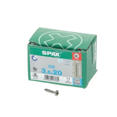 Afbeelding van Spax spaanplaatschroeven lenskop RVS T Star T15 3.5x20mm (per 200 stuks)
