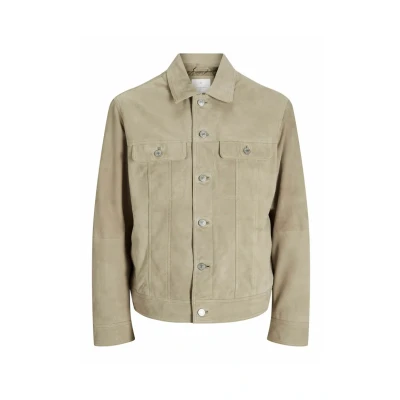 Afbeelding van Jack &amp; Jones Premium Imitatieleren jas, Heren, Maat: Small, Greige