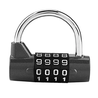 Afbeelding van Sonew Gym Locker hangsloten, 4 cijfercode, combinatiehangslot, gymlocker, beveiligingswachtwoordslot voor sportschool, school, werknemer locker, reiskoffer (zwart)